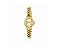 Peugeot Women's Gold-Tone 25mm Fluted Bezel Steel Bracelet Watch with Gold Dial