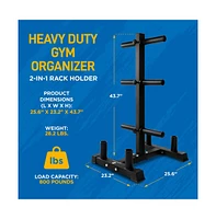 SereneLife Weight Plate Rack with Barbell Holders, 800-Pound Capacity