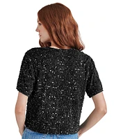 Steve Madden Women's Cressa Sequined Velvet Top