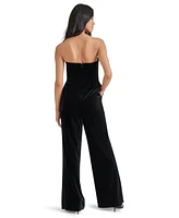 Steve Madden Women's Swanilda Velvet Wide-Leg Jumpsuit