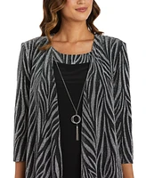 R & M Richards Petite 2-Pc. Glittered Zebra-Print Jacket Necklace Dress Set