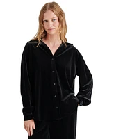 Steve Madden Women's Jaelynn Velvet Fold-Collar Blouse