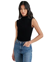 Steve Madden Women's Esen Mock Neck Stretch Velvet Bodysuit