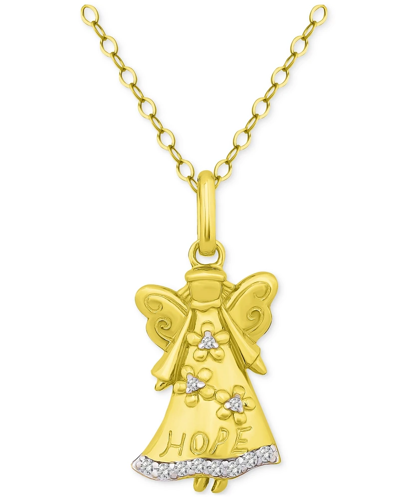 Giani Bernini Cubic Zirconia Hope Angel Pendant Necklace in 18k Gold-Plated Sterling Silver, 16" + 2" extender, Created for Macy's (Also available in