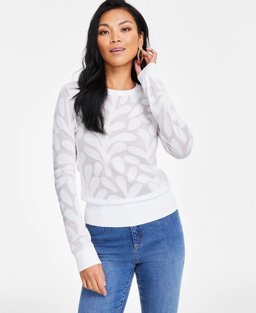 I.n.c. International Concepts Women's Jacquard Sweater, Exclusively at Macy's