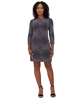 Jessica Howard Plus 3/4-Sleeve Glitter-Knit Sheath Dress