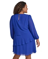 Jessica Howard Plus Tiered Chiffon Shift Dress