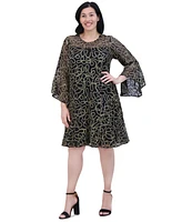 Jessica Howard Plus Bell-Sleeve Sequined A-Line Dress