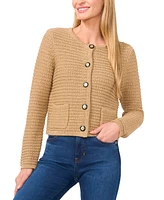 CeCe Women's Button-Front Textured Cardigan Sweater