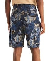 Nautica Men's Classic-Fit Stretch Paisley Patchwork-Print 9-1/2" Cargo Shorts