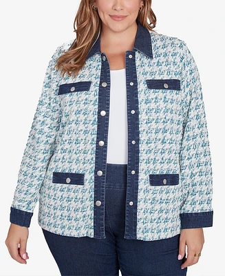 Ruby Rd. Plus Size Houndstooth Boucle Knit Jacket