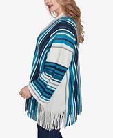 Ruby Rd. Plus Size Open Multi Stripe Cardigan Sweater