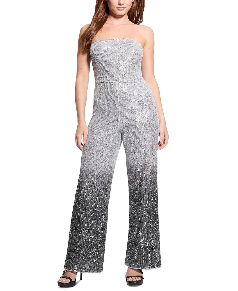 Guess Women's Gini Strapless Ombre Sequin Jumpsuit