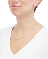 2-Pc. Set Lab Created Pink Sapphire Bow Pendant Necklace & Matching Stud Earrings (1 ct. t.w.) in 14k Gold-Plated Sterling Silver