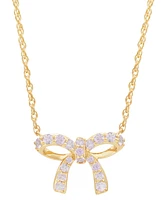 2-Pc. Set Lab Created Pink Sapphire Bow Pendant Necklace & Matching Stud Earrings (1 ct. t.w.) in 14k Gold-Plated Sterling Silver