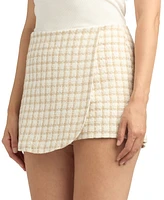 Bcx Juniors' Printed Back-Zip Mini Boucle Skort