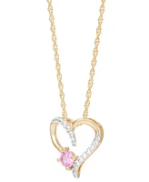 2-Pc. Set Lab Created Pink Sapphire (3/4 ct. t.w.) & Lab Created White Sapphire (1/3 ct. t.w.) Heart Pendant Necklace & Matching Stud Earrings in 14k