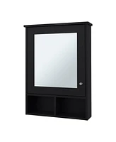 Fm Furniture Poston Medicine Cabinet With a Door And Included Mirror, Black