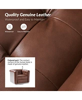 Gabriel Mid-Certury Modern Genuine Leather Swivel Club Chair with