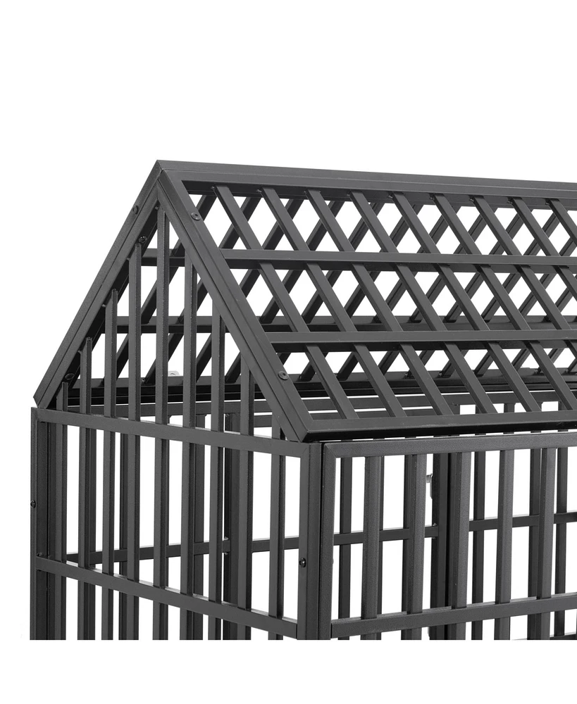 Slickblue Heavy Duty Dog Cage with Roof and Window - Secure Pet Crate for Indoor/Outdoor Use