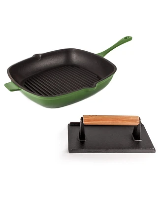 BergHOFF Neo 2pc Cast Iron 11" Grill Pan with Steak Press