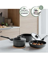 BergHOFF Leo Stone+ Nonstick Ceramic 7" Sauce Pan with Lid Recycled, 2.1qt