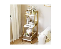 gaomon 3 Tier Bathroom Ladder Shelf, Gold Metal Ladder Bookshelf, Small Bookshelf for Bedroom Living Room Office Kitchen Bathroom