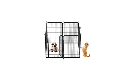 Slickblue 8-Panel Heavy-Duty Metal Playpen with Door, 39.37"H Dog Fence and Pet Exercise Pen for Indoor and Outdoor Use