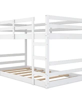 Slickblue Twin Over Twin Bunk Bed with Ladder in White – Space-Saving and Sturdy Design, Ideal for Kids' Bedrooms with Safe and Easy Access