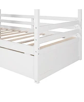 Slickblue Twin Size Wooden House Bed with Two Storage Drawers for Kids