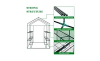 Slickblue Pipe Greenhouse with 8-Piece Grid Flower Stand - Zipper Rolling Door & Pe Cloth for Plants