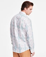 Club Room Men's Zurich Long Sleeve Button-Front Printed Linen Shirt, Exclusively at Macy's