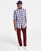 Club Room Men's Tangent Plaid Woven Long-Sleeve Button-Down Shirt, Exclusively at Macy's