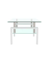 Slickblue White and Clear Modern Coffee Table for Living Room