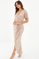 Quiz Women's Sequin Wrap Batwing Maxi Dress