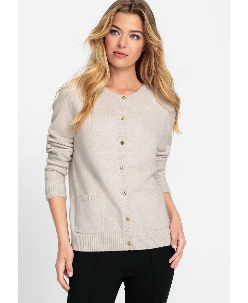 Olsen Boat Neck Button Front Cardigan