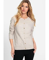 Olsen Boat Neck Button Front Cardigan