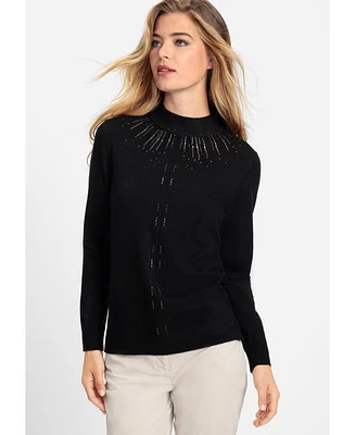 Olsen Women's Embellished Mock Neck Sweater