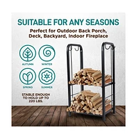 SereneLife Firewood Rack Holder, Heavy Duty Wood Storage Organizer for Outdoor and Indoor Fireplace