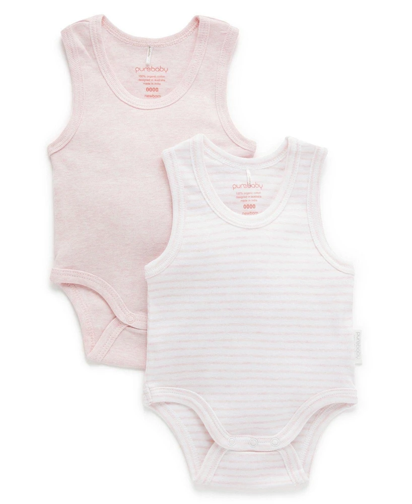 Purebaby Baby Girls Rib Bodysuit 2 pack