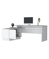 Fm Furniture Weir L-Shaped Desk in Melamine, White