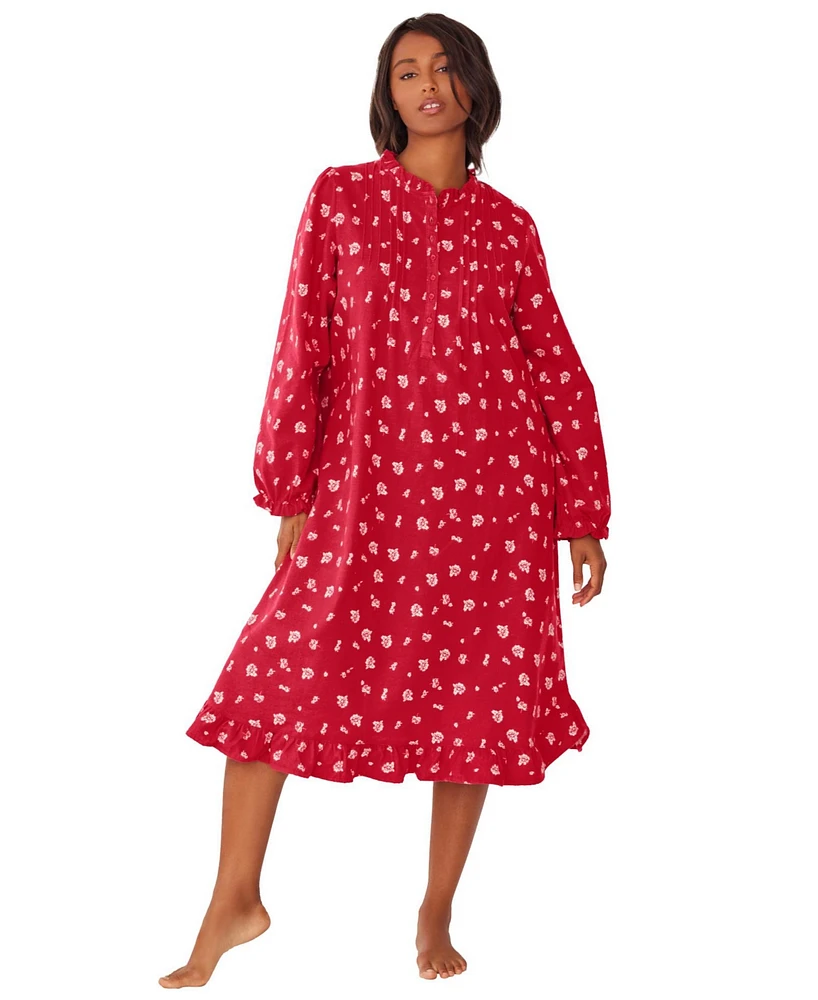 Only Neccessities Plus Necessities Cotton Flannel Print Short Gown