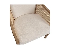Hulala Home Werner Farmhouse Rattan Solid Wood Armchair with Olid Wood Frame and Legs