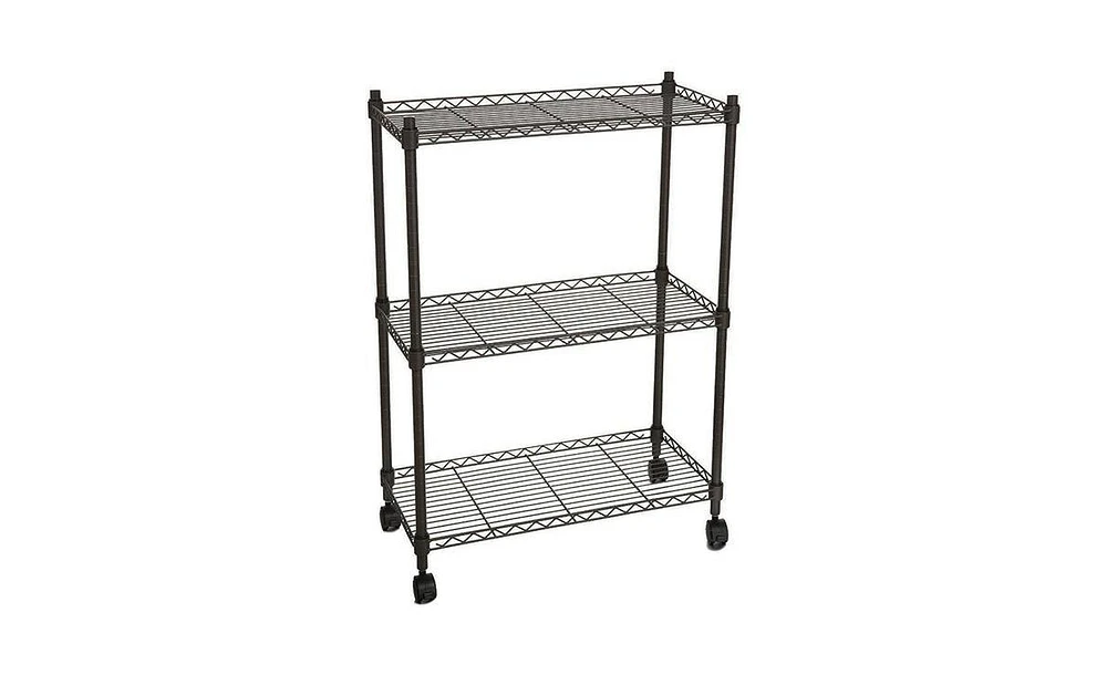 Slickblue 3-Layer Plastic-Coated Iron Shelf with 1.5-Inch Plastic Wheels for Easy Mobility