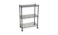 Slickblue 3-Layer Plastic-Coated Iron Shelf with 1.5-Inch Plastic Wheels for Easy Mobility