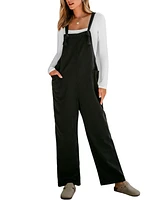 Cupshe Women's Charcoal Square Neck Knotted Strap Flared Leg Overalls