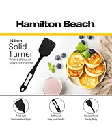 Hamilton Beach Solid Spatula Turner Hard Plastic Heat-Resistant 14in Soft-Touch Ergonomic Handle Heavy Duty, Spatulas Turner for Vegetables & Flipping