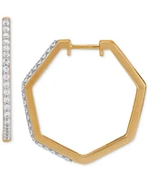 Diamond Geometric Hoop Earrings (1/3 ct. t.w.) in 14k Gold-Plated Sterling Silver