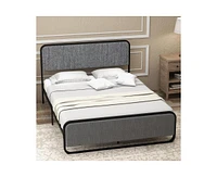 gaomon Queen Size Bed Frame, Metal Platform Bed with Curved Upholstered Headboard and Footboard, Strong Slats Support, No Box Spring Needed