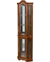 Slickblue Corner Curio Cabinet with Tempered Glass Shelves